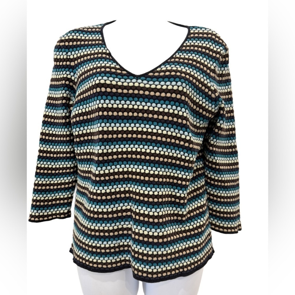 Peck & Peck Multicolor Cotton Top, Size Large